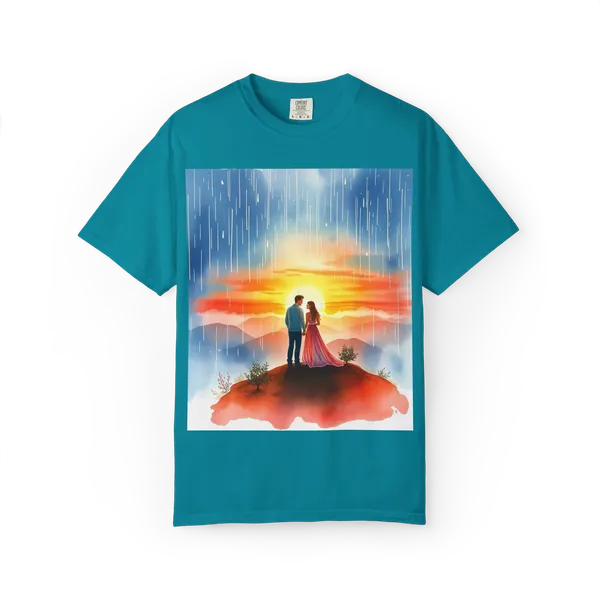 Romantic_Sunset_Couple_T_Shirt_Anniversary_Gift_Tee_Topaz_Blue